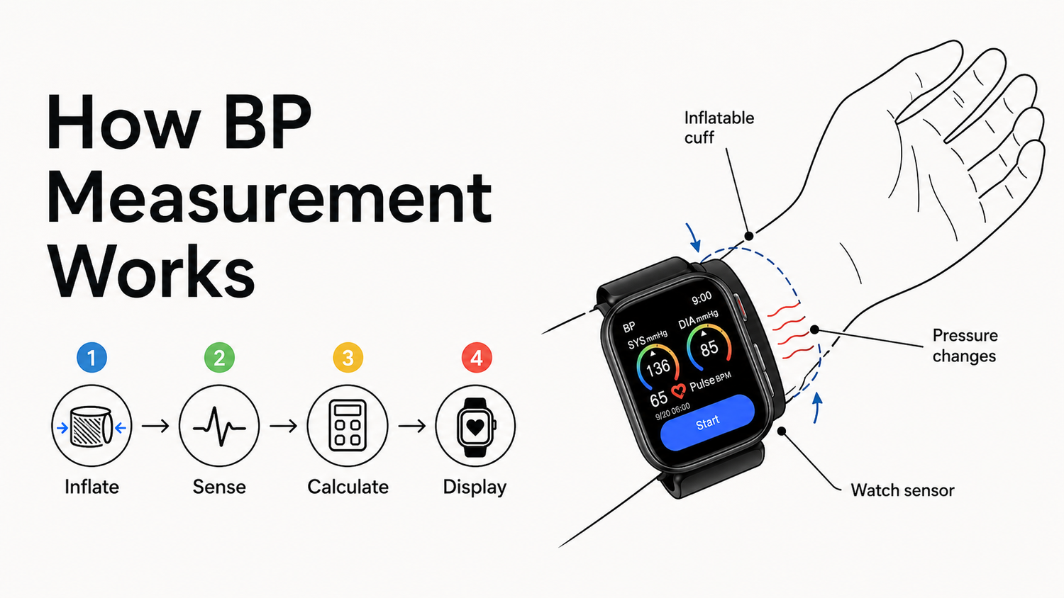How Blood Pressure Measurement Works in a YHE Blood Pressure Smartwatch