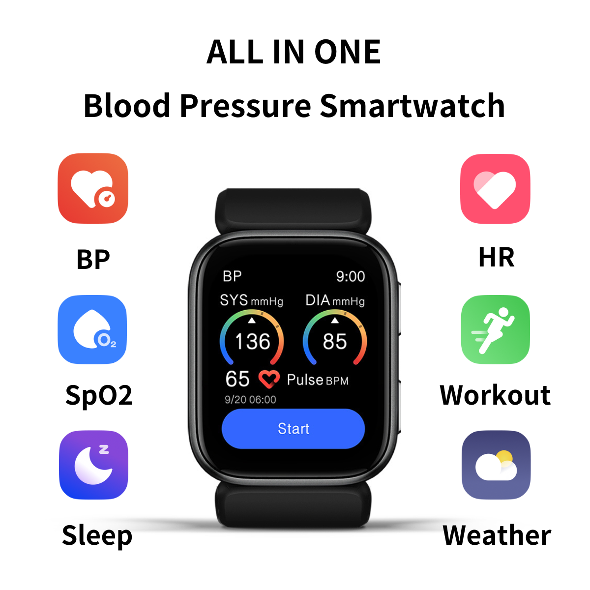 YHE 24 7 Blood Pressure Smartwatch BP Doctor Fit