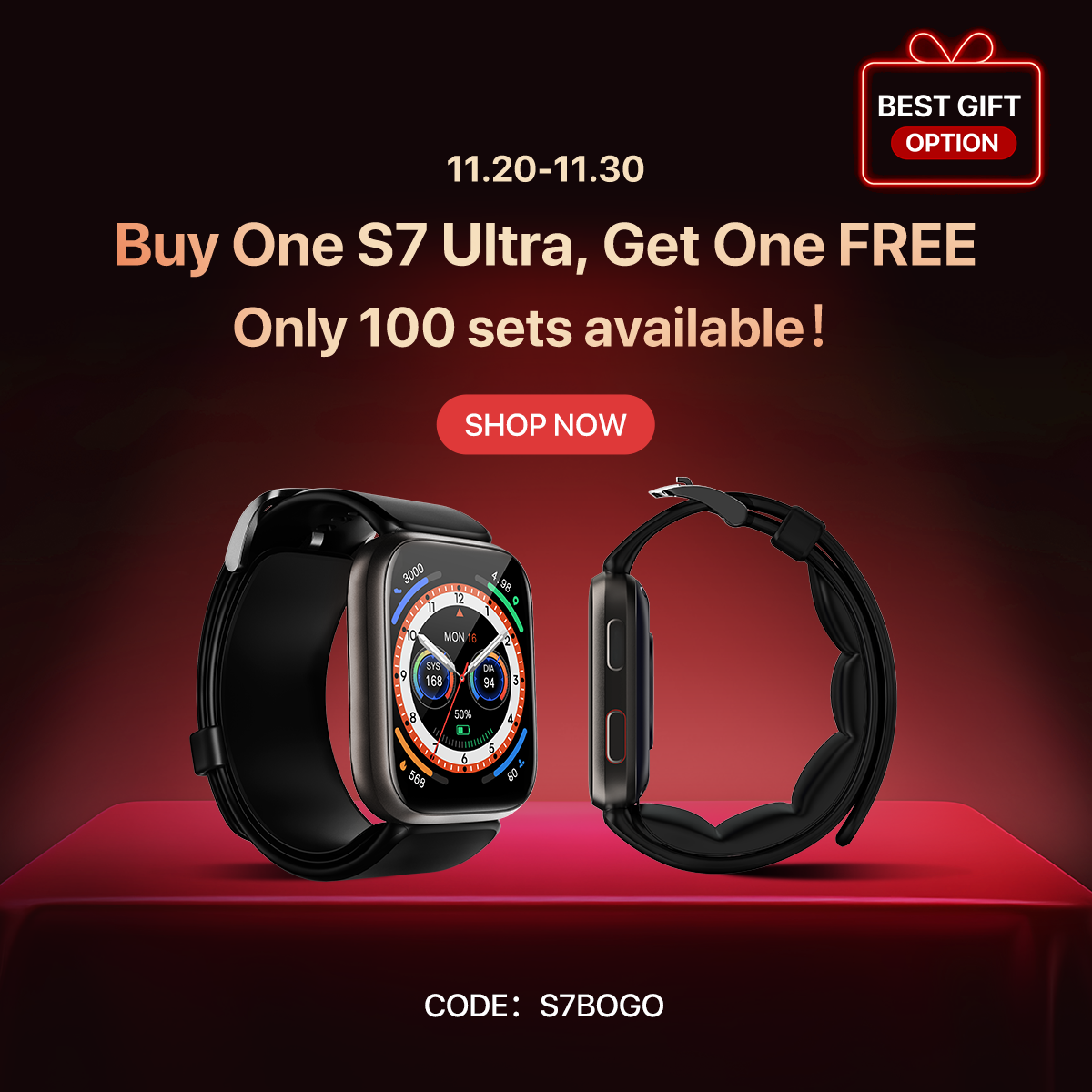 YHE S7 Ultra Blood Pressure Smartwatch