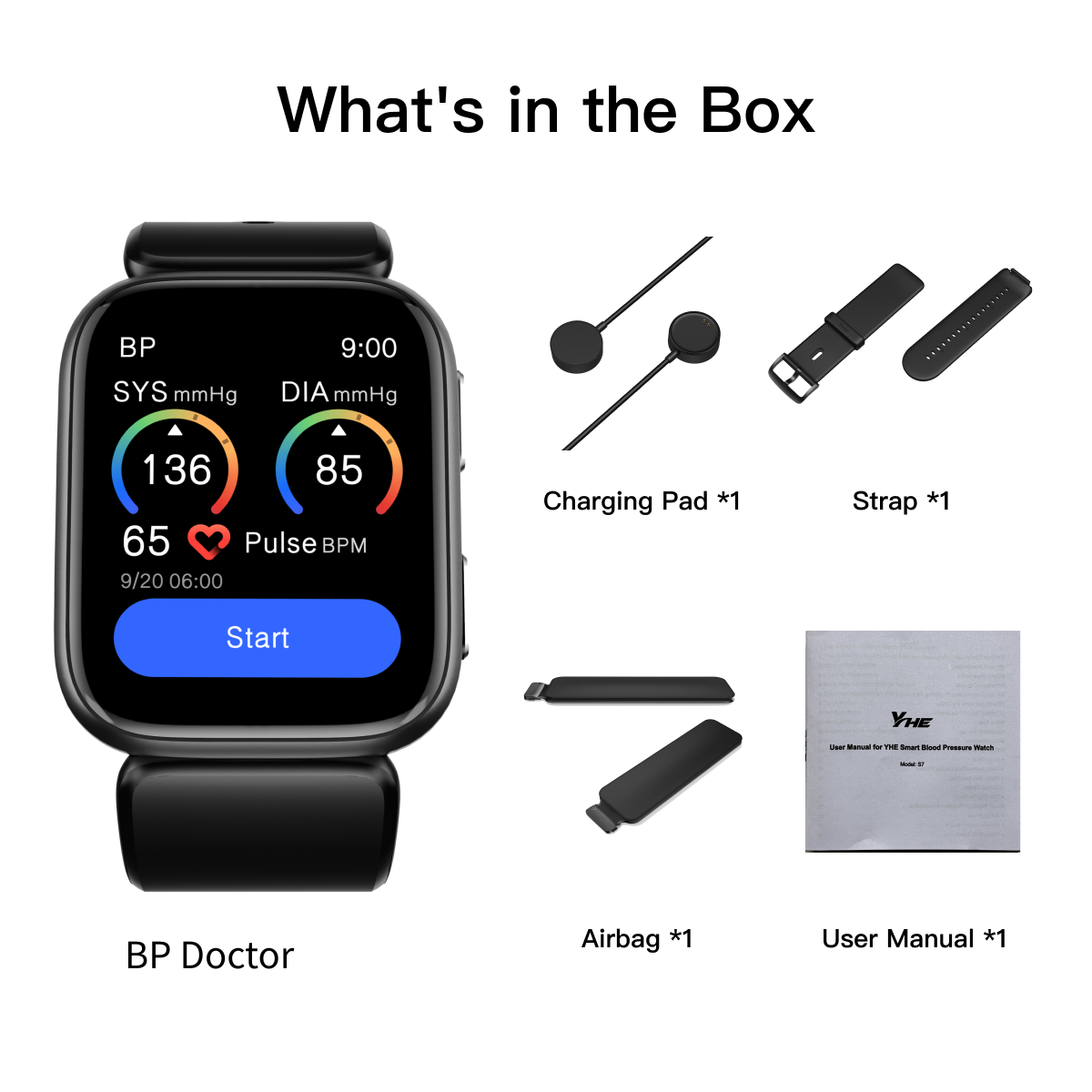 YHE BP Doctor Fit Inflatable Cuff Blood Pressure Smartwatch