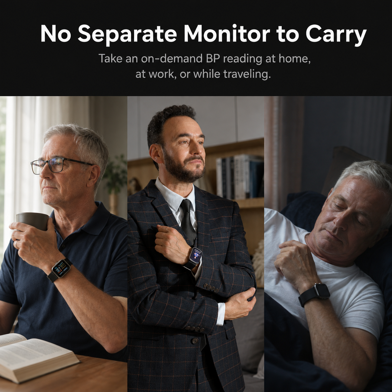 BP Doctor Fit worn for convenient blood pressure checks at home, work and while traveling