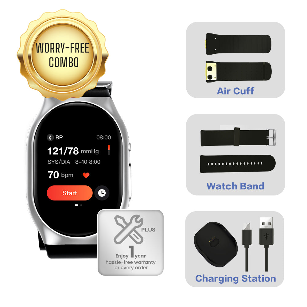 [Worry-Free Combo] YHE® BP Doctor Pro plus Extra Watchband, Aircuff, Charging Station, YHE Care+