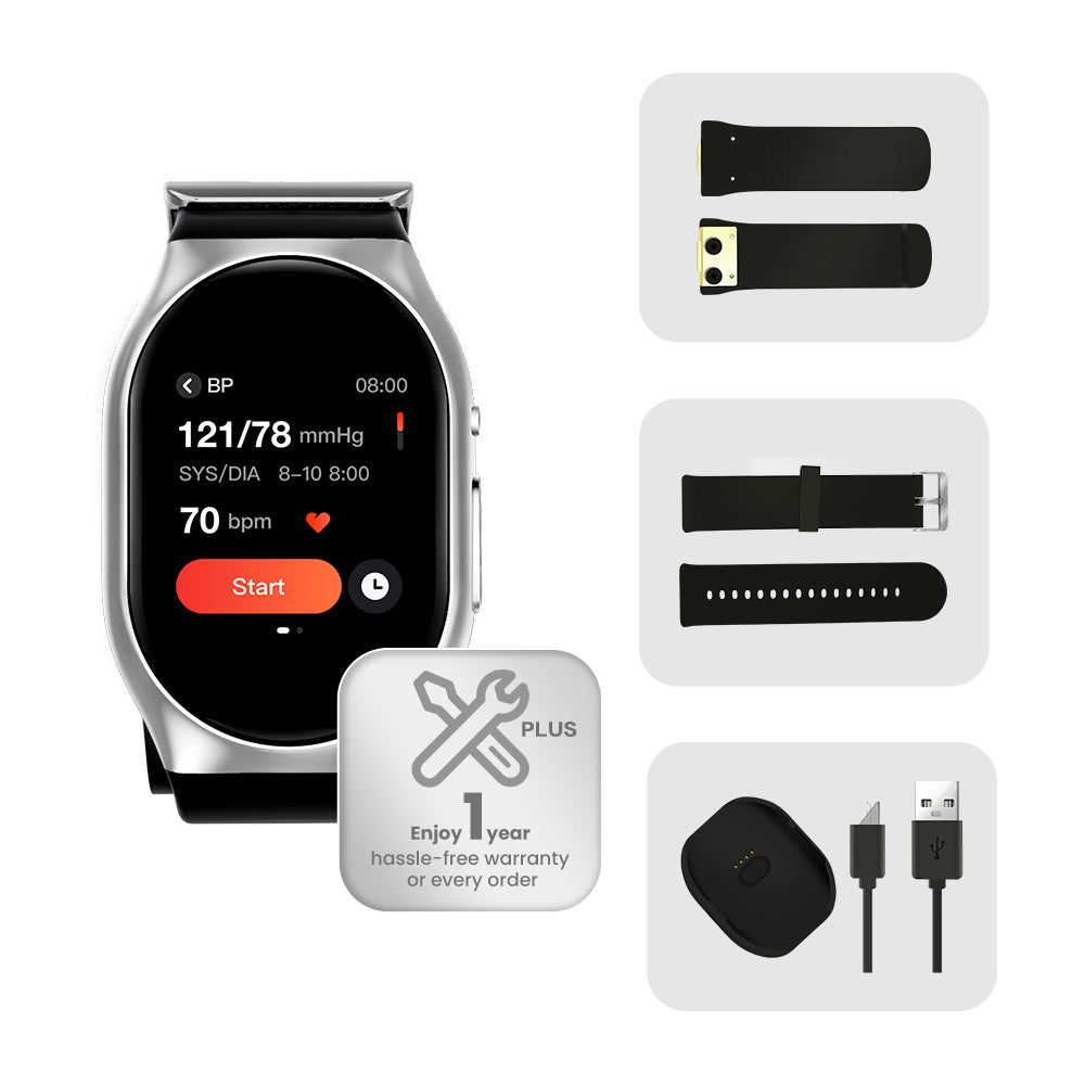 [Worry-Free Combo] YHE® BP Doctor Pro plus Extra Watchband, Aircuff, Charging Station, YHE Care+